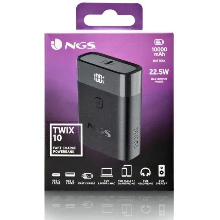 NGS TWIX 10 Batería Externa 10000mAh 22,5W Negro